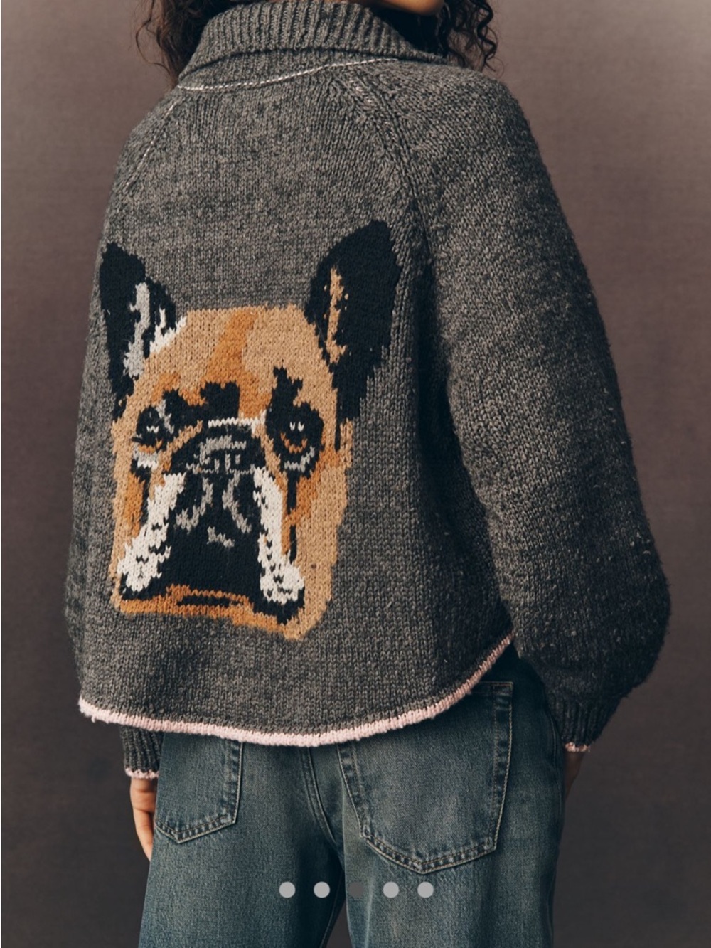 NWT Pilcro Knit Cardigan with French Bulldog